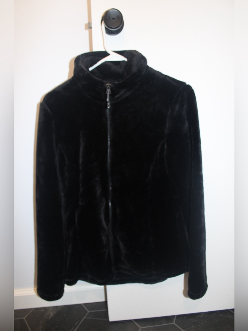 32 Degrees Ladies' Full Zip Plush Teddy Jacket - Black - Size Small